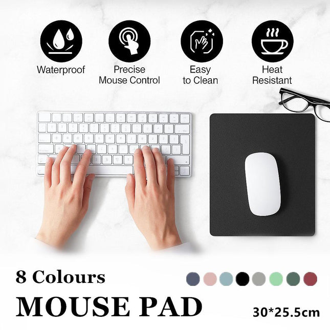 Leather Mouse Pad 30x25.5cm Waterproof Gaming Desk Mat Anti Slip Rubber Mousepad - Grey.