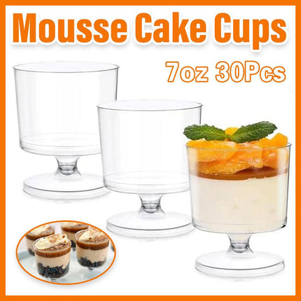 30pcs Clear Hard Plastic Mousse Cake Cup Pudding Ice Cream Dessert Serving Cups.