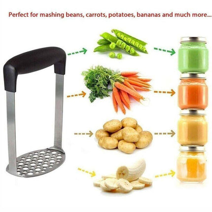 Potato Masher Vegetable Tool Stainless Steel Heat Kitchen Resistant Press Rice A.