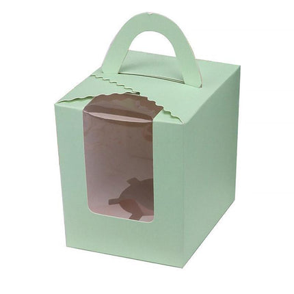 50 Pack Premium Cupcake Boxes with Window Thickened Cardboard Muffin Holders - Blue.