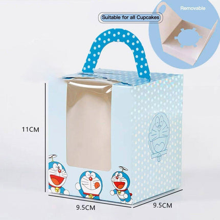 50 Pack Premium Cupcake Boxes with Window Thickened Cardboard Muffin Holders - Blue.