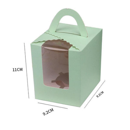 50 Pack Premium Cupcake Boxes with Window Thickened Cardboard Muffin Holders - Green.