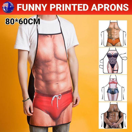Funny Adult Men Women Novelty Aprons Party Game Cooking Kitchen BBQ Baking - Muscle Pants.