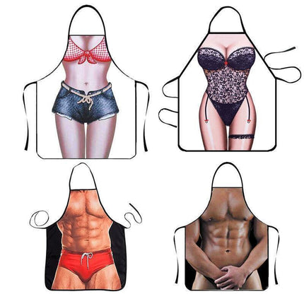 Funny Adult Men Women Novelty Aprons Party Game Cooking Kitchen BBQ Baking - Muscle Pants.