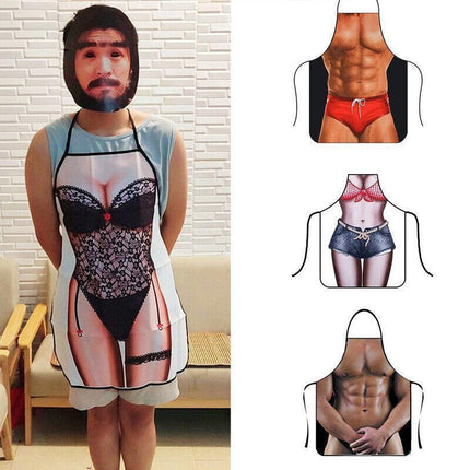 Funny Adult Men Women Novelty Aprons Party Game Cooking Kitchen BBQ Baking - Muscle Pants.