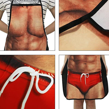 Funny Adult Men Women Novelty Aprons Party Game Cooking Kitchen BBQ Baking - Muscle Pants.