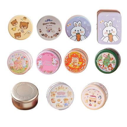 10PCS Cookie Tin Box Metal Biscuit Gift Box Candy Packaging Dragon Year Baking - Bread Bear (bump).