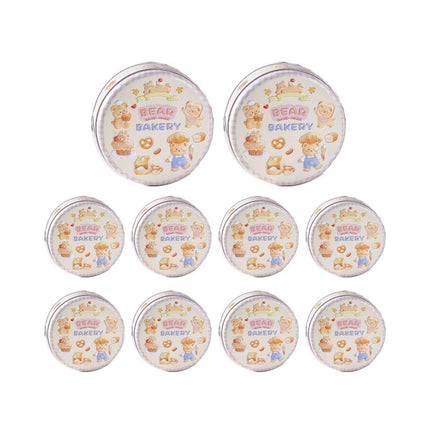 10PCS Cookie Tin Box Metal Biscuit Gift Box Candy Packaging Dragon Year Baking - Bread Bear (bump).