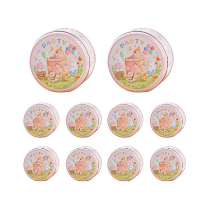 10PCS Cookie Tin Box Metal Biscuit Gift Box Candy Packaging Dragon Year Baking - Bread Bear (bump).