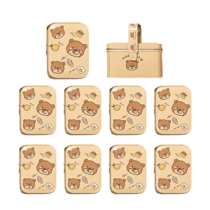 10PCS Cookie Tin Box Metal Biscuit Gift Box Candy Packaging Dragon Year Baking - Bread Bear (bump).