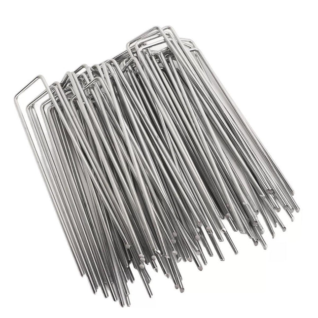 100pcs U Shape Ground Stakes Gardening Spikes Landscape Anchor Pins.