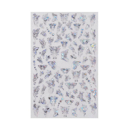 3D Nail Butterfly Design Sticker Decor Decal Holographic Laser Nail Art Sticker - Gold L-01.