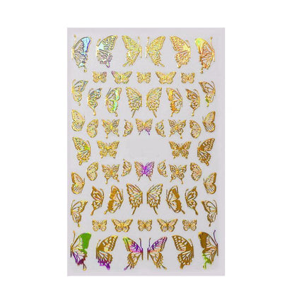 3D Nail Butterfly Design Sticker Decor Decal Holographic Laser Nail Art Sticker - Silver L-04.
