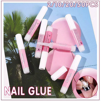 Nail Glue Adhesive 2g for Fake Nails Tips Acrylic Nail Art Strong Bond 2 to 50PCS - 50PCS.