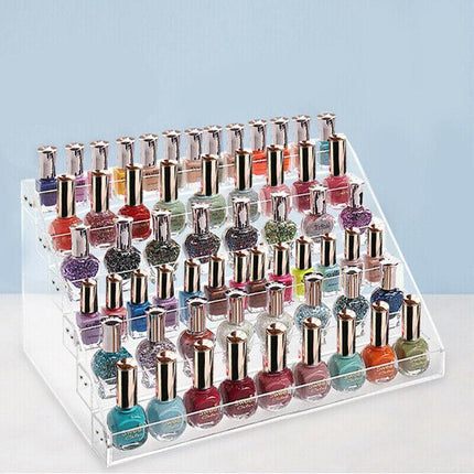 Nail Polish Storage Rack with 4 to 6 Tiers Acrylic Display Stand for Makeup and Lipstick - 5Tiers.