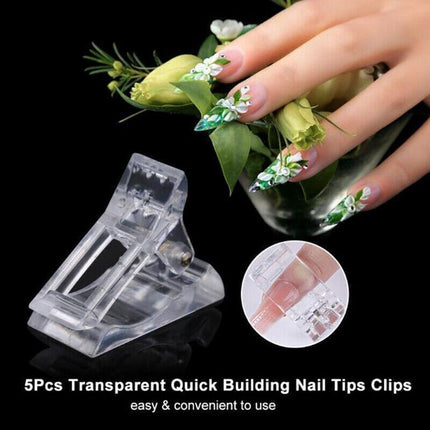 5-50Pcs Nail Tips Clip Clamps For Poly Gel Quick Building Extension Builder Tool - 5PCS.