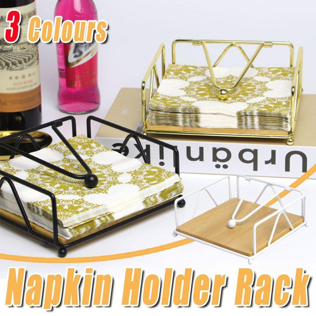 Steel Napkin Holder Serviette Rack Organiser Kitchen Serving Bar 3 Colours - Gold.
