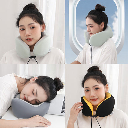 Memory Foam U Shaped Neck Pillow Travel Portable Office Nap Support Pillow - Green.