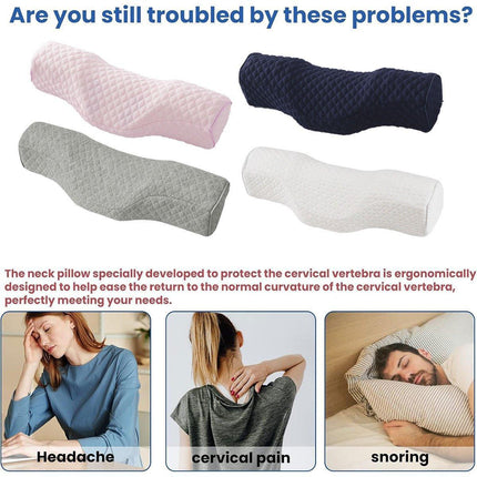 Orthopedic Memory Foam Cervical Neck Pillow for Sleep Support Slow Rebound - Navy.