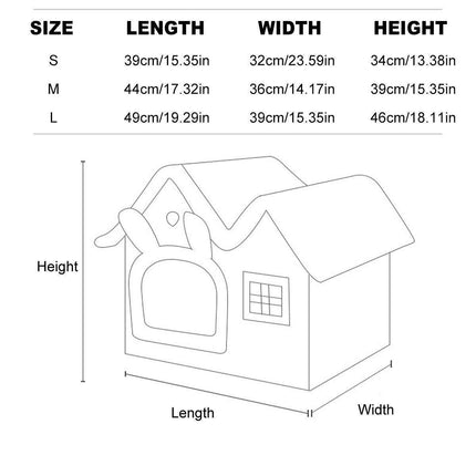 Removable Washable Pet House Four Seasons Cat Enclosed House - Grey-L.
