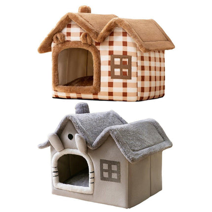 Removable Washable Pet House Four Seasons Cat Enclosed House - Grey-S.