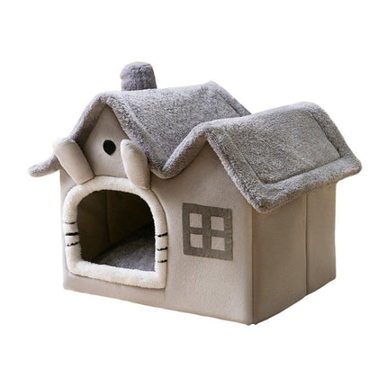 Removable Washable Pet House Four Seasons Cat Enclosed House - Grey-S.