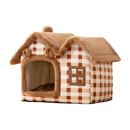 Removable Washable Pet House Four Seasons Cat Enclosed House - Grey-S.