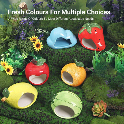 Ceramic Hamster Nest Shelter Landscaping Supplies Small Animal Hideout House - Strawberry.
