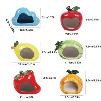 Ceramic Hamster Nest Shelter Landscaping Supplies Small Animal Hideout House - Strawberry.