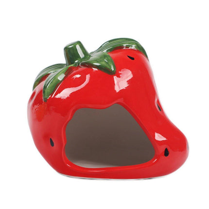 Ceramic Hamster Nest Shelter Landscaping Supplies Small Animal Hideout House - Strawberry.