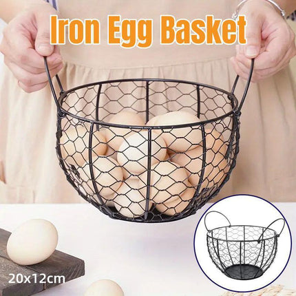 Egg Basket Fruit Storage Basket Blue Iron Basket Home Sundries Organiser Holder.