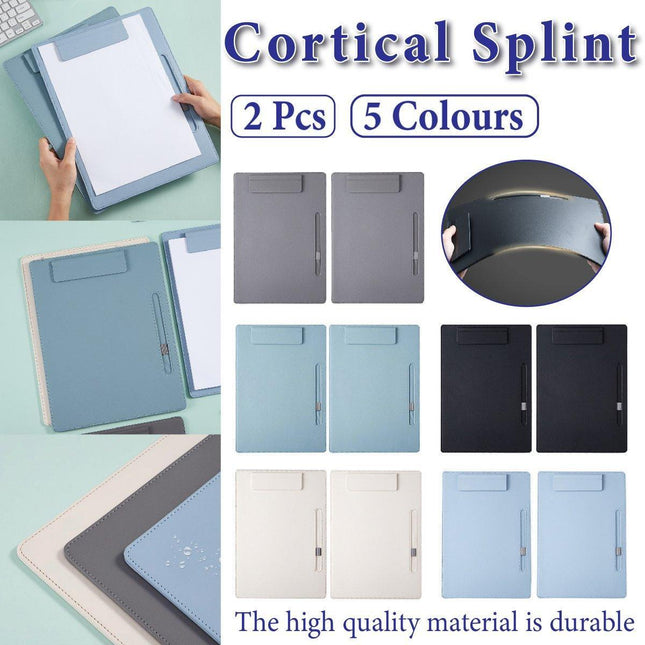 2pcs Leather Clipboard Conference File Holder Hotel Menu Pad Durable Board Clip - Black.
