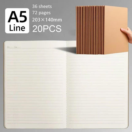20pcs A5 Notebook Workbook Kraft Paper Notepad for School Office Writing Use.