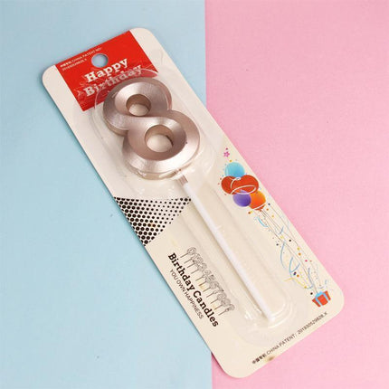 Classic Number Candles Individually Packed With Stand Birthday Make Up Ur Number Rose Gold - Number 8.