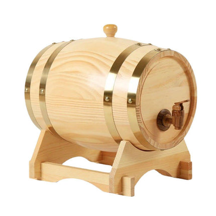 5L Wooden Wine Barrel Whiskey Rum Beer Spirits Storage Brewing Cask Vintage - Red.