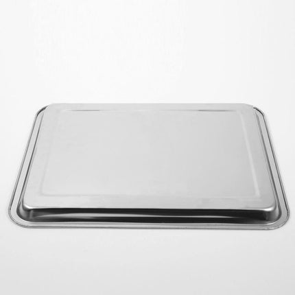 2X Stainless Steel Oblong Tray Plate Serving Tray Silver Dinner Food Kitchenware - 22X32CM.