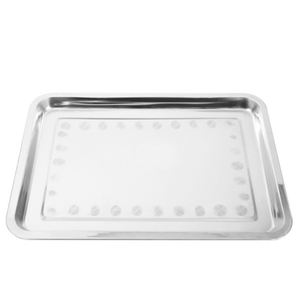 2X Stainless Steel Oblong Tray Plate Serving Tray Silver Dinner Food Kitchenware - 22X32CM.