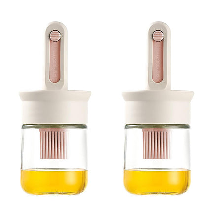 2pcs Glass Oil Bottles with Silicone Brush for Kitchen Cooking Oil Dispenser Set.