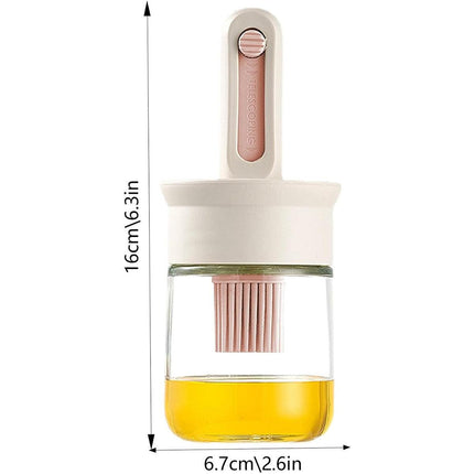 2pcs Glass Oil Bottles with Silicone Brush for Kitchen Cooking Oil Dispenser Set.
