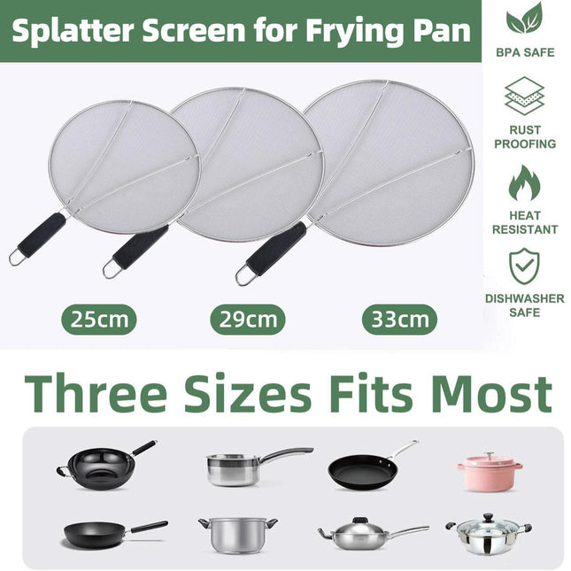 Stainless Steel Mesh Cover Anti Scald Filter Screen Anti Splash Lid For Kitchen - 29cm.