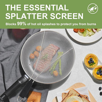 Stainless Steel Mesh Cover Anti Scald Filter Screen Anti Splash Lid For Kitchen - 29cm.