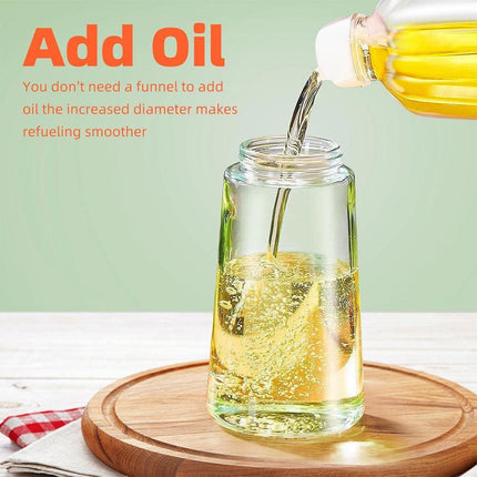 2-in-1 470ml Glass Oil Bottle Spray Pour Automatic Pressure Control Kitchen Tool - Black.