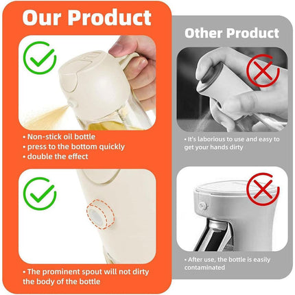 2-in-1 470ml Glass Oil Bottle Spray Pour Automatic Pressure Control Kitchen Tool - Black.