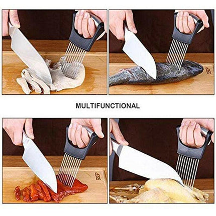 Food Slice Assistant Onion Slicer Cutter Fish Meat Potato Vegetable Holder Tool.