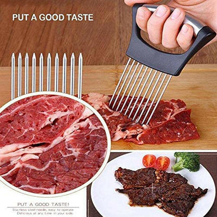 Food Slice Assistant Onion Slicer Cutter Fish Meat Potato Vegetable Holder Tool.