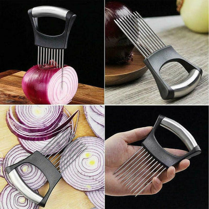 Food Slice Assistant Onion Slicer Cutter Fish Meat Potato Vegetable Holder Tool.