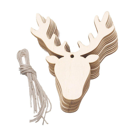 Wooden Christmas Hanging Ornament for Tree DIY Craft Decoration 10pcs - Deer02.