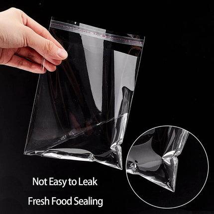 100Pcs Self-Adhesive Clear Opp Cellophane Bags with Air Hole - 28*38+4cm.