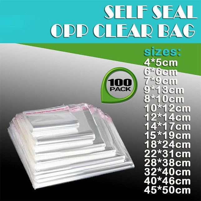 100Pcs Self-Adhesive Clear Opp Cellophane Bags with Air Hole - 6*6+2cm.