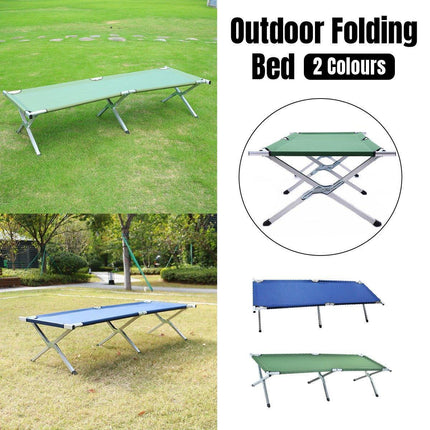 Portable Lightweight Folding Aluminum Camping Bed Ultra Light Outdoor Camp Bed - Green.